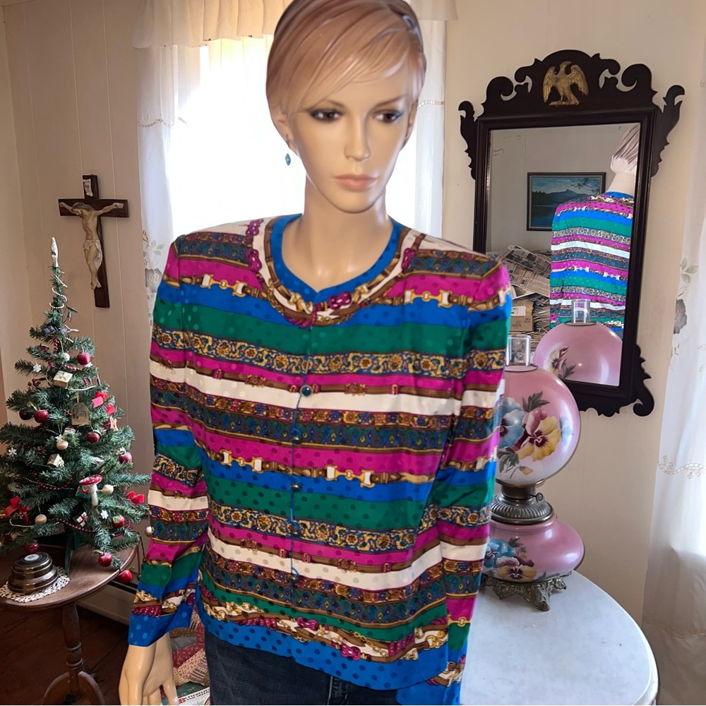 Vintage Papell Boutique colorful silk blazer